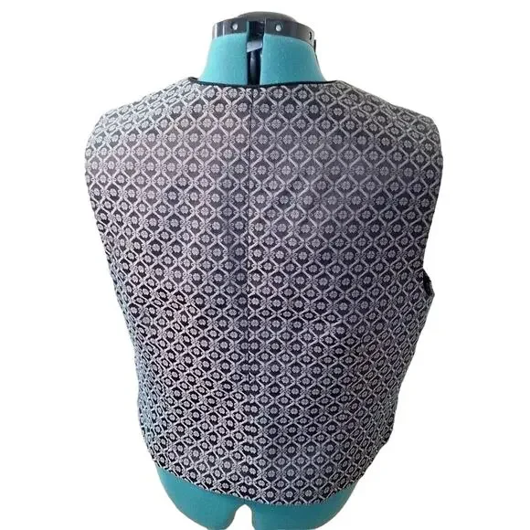 Vintage Talbots Black Satin Silver Embossed Vest, Misses Size 20 - Picture 7 of 7